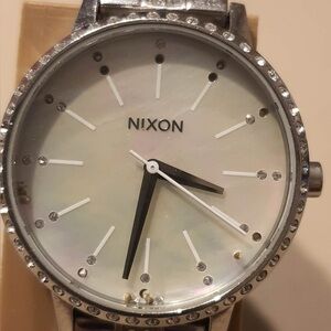 Nixon The Kensington Silver/MOP Women's Watch w/Swarovski Crystals